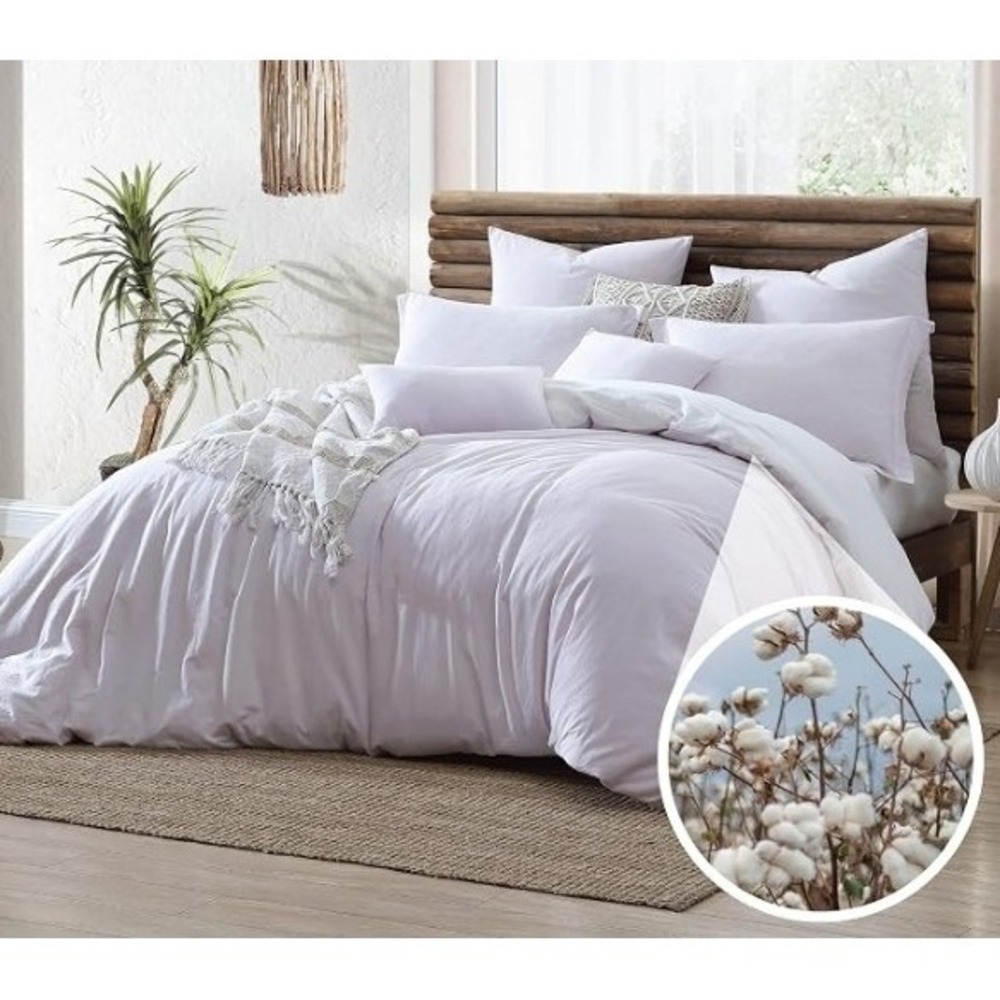 Swift Home Full/Queen Cotton Valatie Lavender/White Duvet Cover Set 90x90